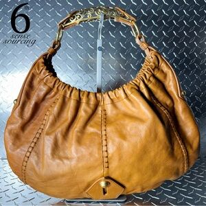 Yves Saint Laurent Vintage Leather Vincennes Mombasa In Camel/Gold